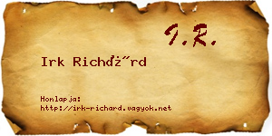 Irk Richárd névjegykártya